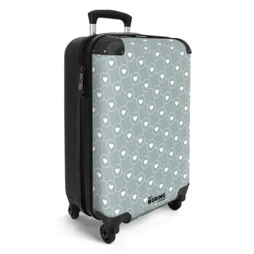 Grijsgroene achtergrond met witte hartjes NBS - Handbagage koffer - Kinderen Unisex middel -productfoto_3d