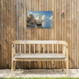Zeilschip - Huizen - Kade - Zee Tuinposter op houten frame 2 cm dik klein -sfeer4
