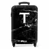Letter T - Marmer look - Zwart NBS - Handbagage koffer - Unisex middel -productfoto_recht