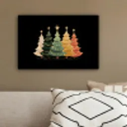Kerstbomen - Kleurrijk - Lichtjes - Ster canvas 2cm klein -sfeer3