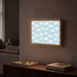 Wolken - Illustratie - Blauw Light Box met batterij (Wandlamp) middel 907 -sfeer1