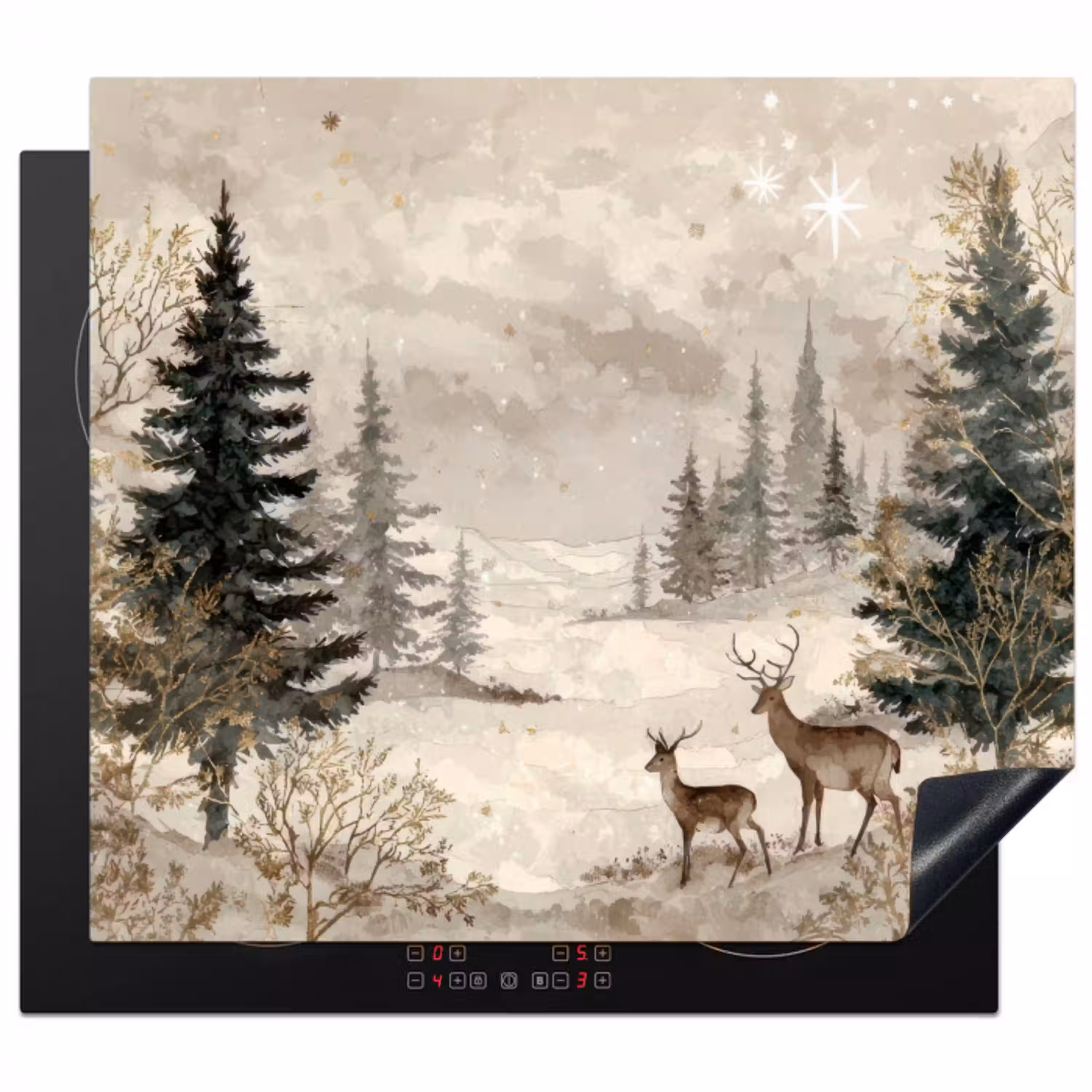 Bos - Herten - Winter - Sneeuw Inductie beschermer vinyl 3mm middel -3d