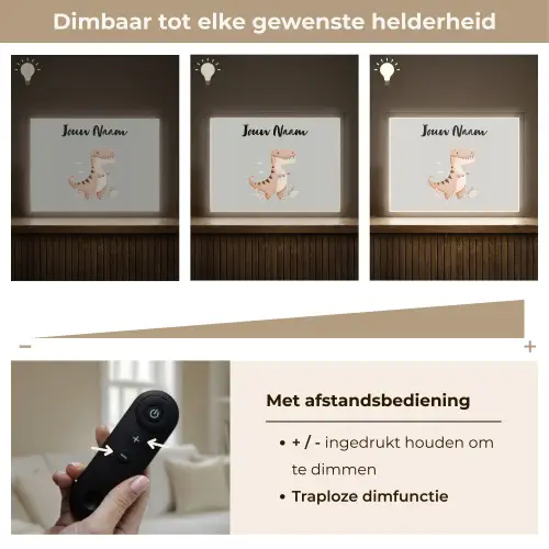 Dino - Blauw - Bloemen Light Box met batterij (Wandlamp kind) middel -USP_dimbaarNL