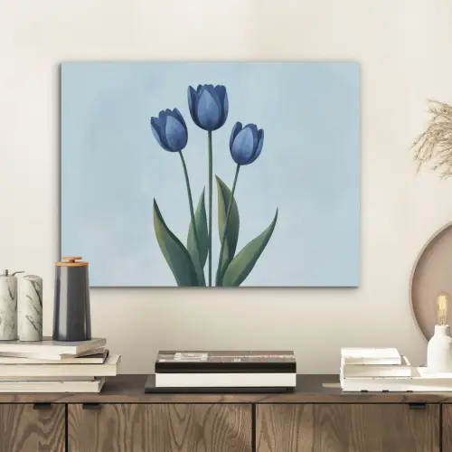 Tulpen - Blauw - Bladeren PET vilt klein -sfeer1