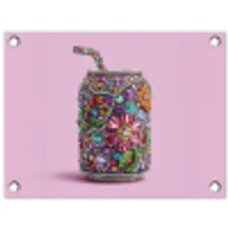 Frisdrankblikje - Bloemenpatroon - Edelstenen - Kleurrijk tuinposter los doek klein -3d