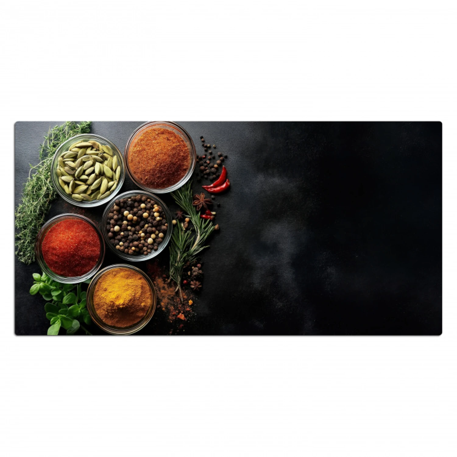 Glazen - Bakjes - Blaadjes - Kruiden Muismat XXL klein -3d_leeg