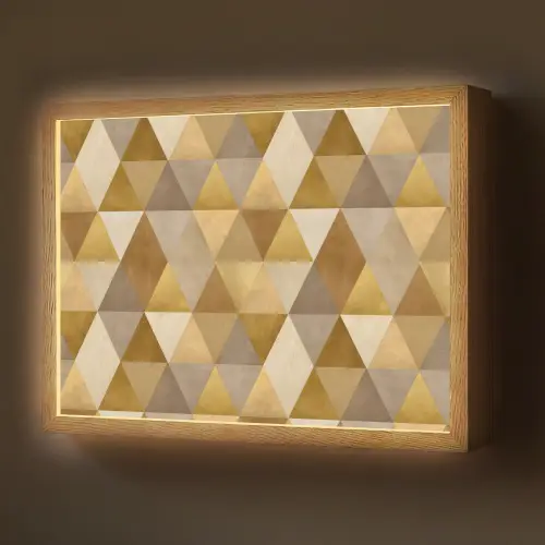 Geometrisch - Driehoek - Goud Light Box met batterij (Wandlamp) middel 907 -z3d_website