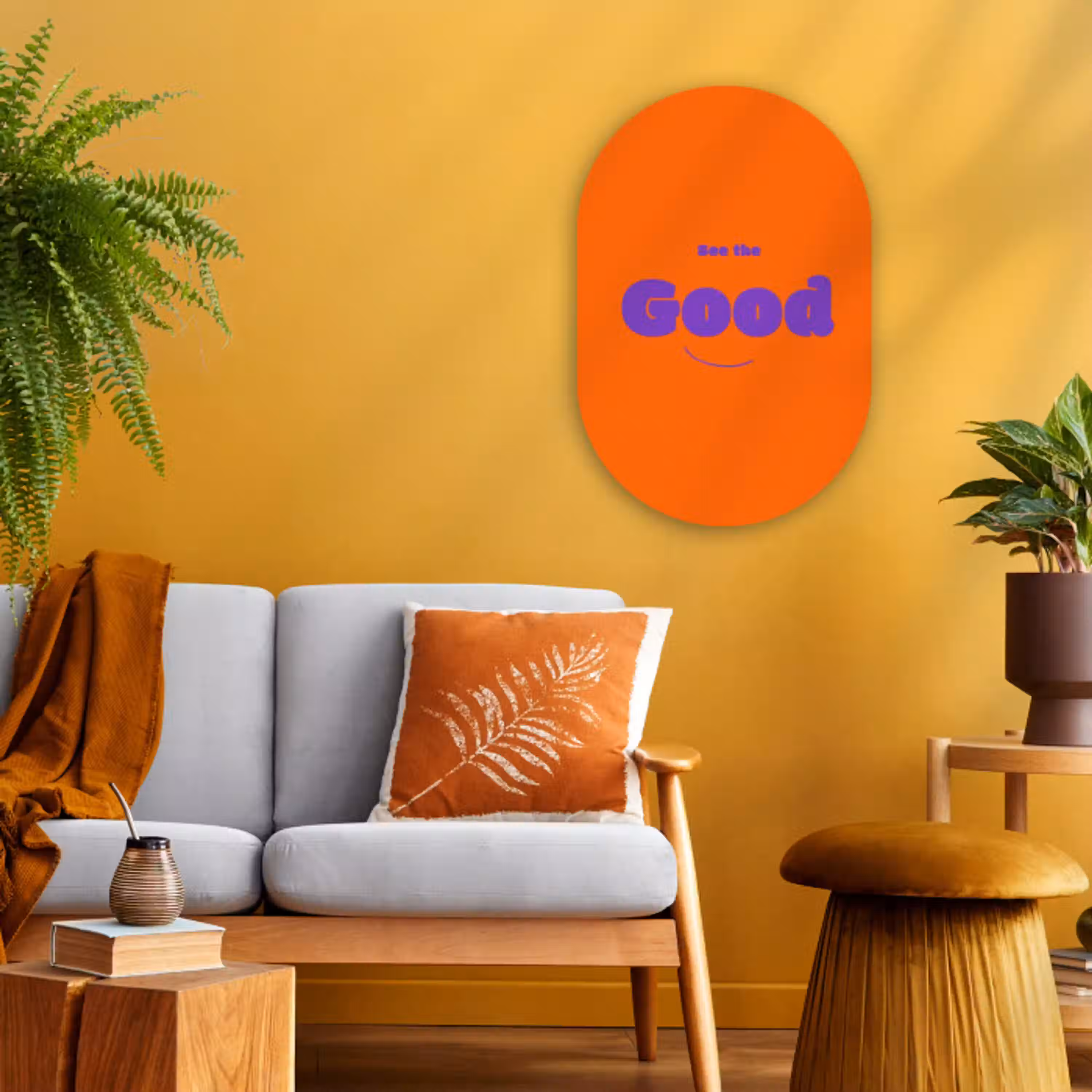See the good - Paars - Oranje - Smiley Wandcirkel Ovaal Forex klein -sfeer4