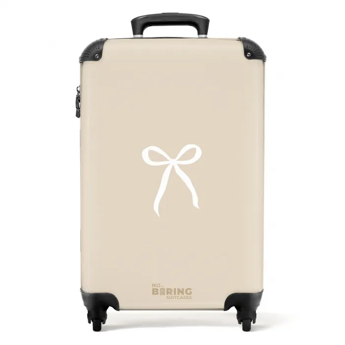 Witte strik op beige achtergrond NBS - Handbagage koffer - Kinderen Unisex middel -productfoto_recht