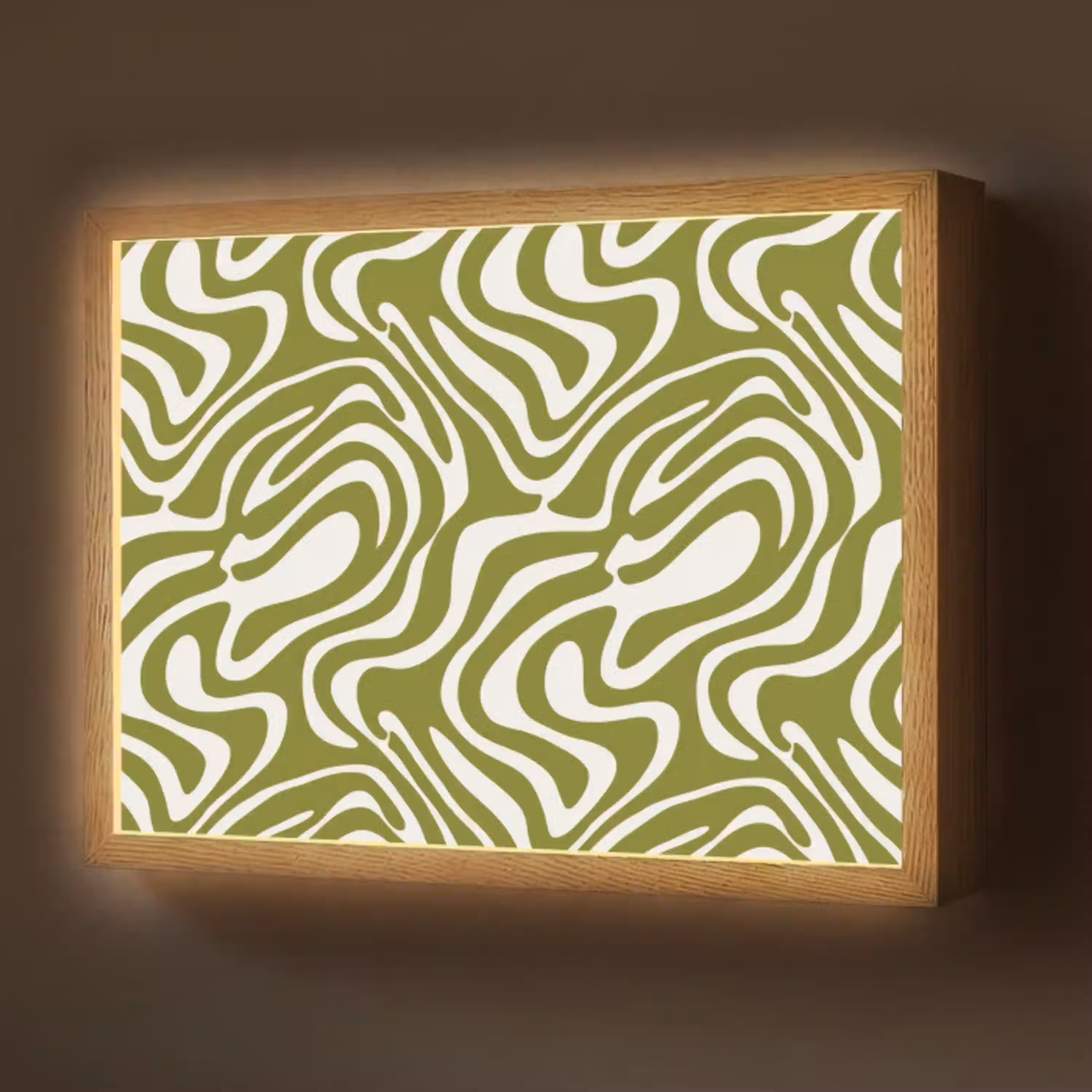 Lijnpatroon - Groen - Organisch Light Box met batterij (Wandlamp) middel 907 -z3d_website