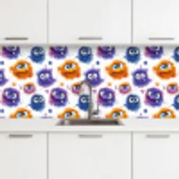 Monstertjes - Aquarel - Kleurrijk keuken achterwand 2 middel 871 -3d