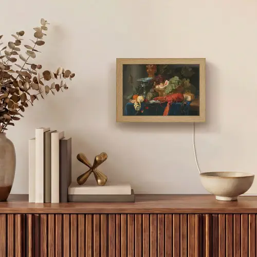 Stilleven met een gouden bokaal - Schilderij - Oude meesters Light Box met kabel (Tafellamp) klein -sfeer2