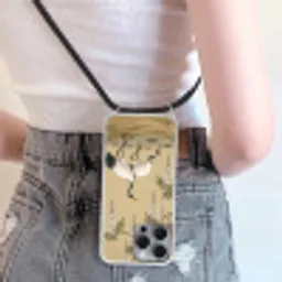 Kraanvogels - Water - Beige Hoesje iPhone 16 Pro Max met koord klein -sfeer5