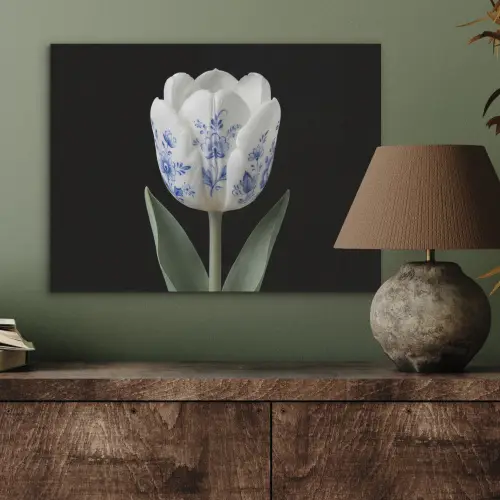Tulp - Patroon - Blauw PET vilt klein -sfeer2