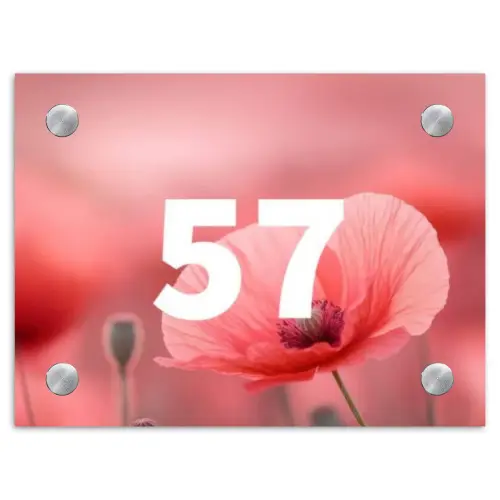 Klaproos - Traditioneel Naambord Rechthoek middel -3d
