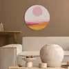 Heuvels - Oranje - Zon - Abstract Akoestische PET Vilt - Rond klein -sfeer1
