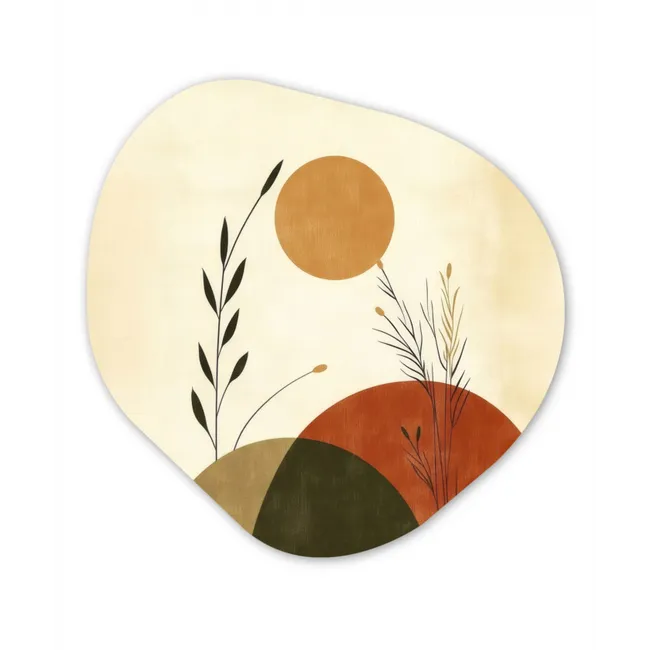 Planten - Abstract - Vormen Wandcirkel Organisch Forex 3mm klein -3d