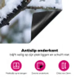 Roodborstje - Tak - Sneeuw - Winter - Levendig Inductie beschermer vinyl 3mm klein -wsfeer4_website