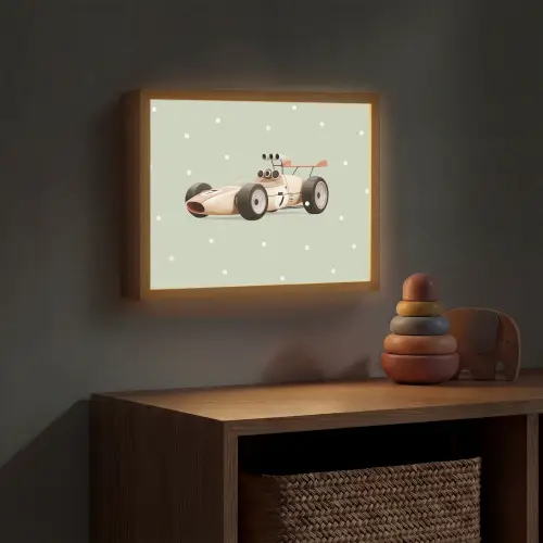 Beige - Raceauto - Stippen Light Box met batterij (Wandlamp kind) middel -sfeer5_kind