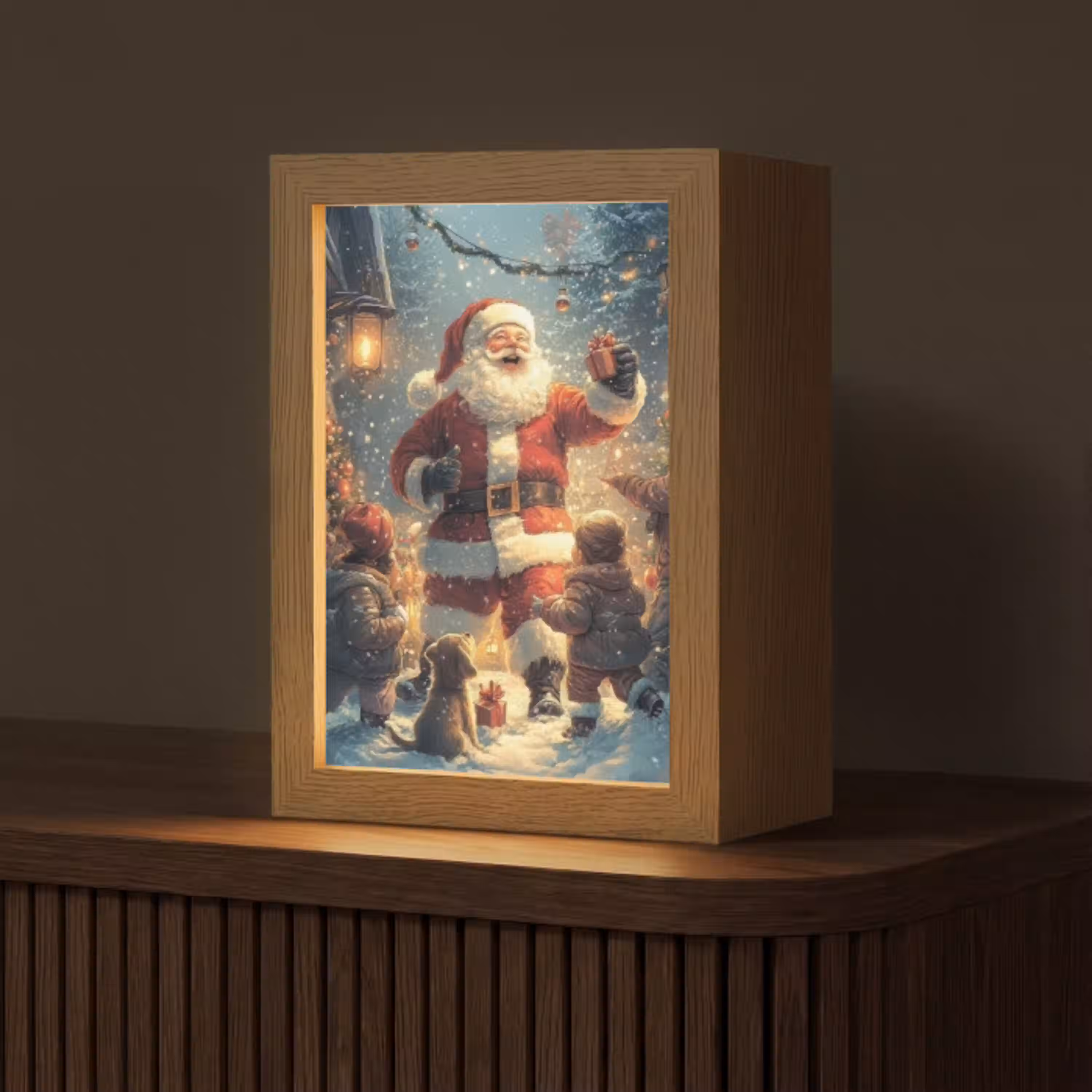 Kerstvreugde - Sneeuw - Kleurrijk Light Box met kabel (Tafellamp) klein -z3d_website