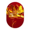 Bloem - Goud - Glazen Wandcirkel Ovaal Forex klein -3d