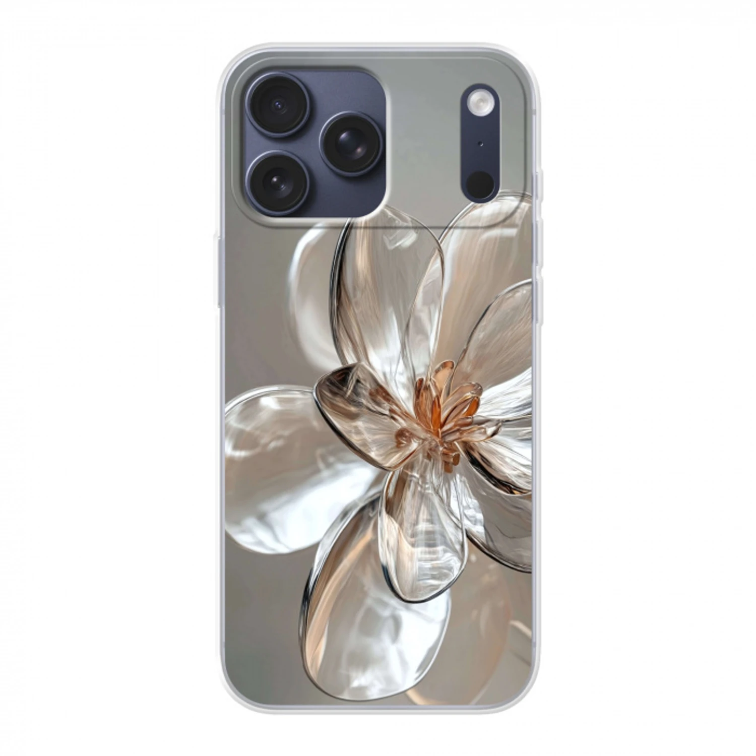 Bloem - Glazen - Doorzichtig Telefoonhoesje iPhone 17 Pro Max klein -3d