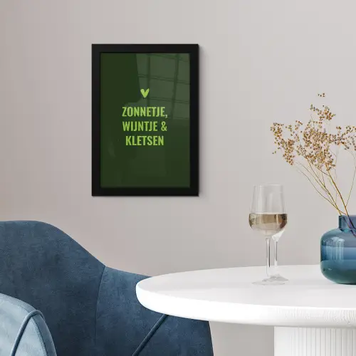 Donkergroen - Quote - Zon - Zomer fotolijst zwart zonder passe partout klein -sfeer4