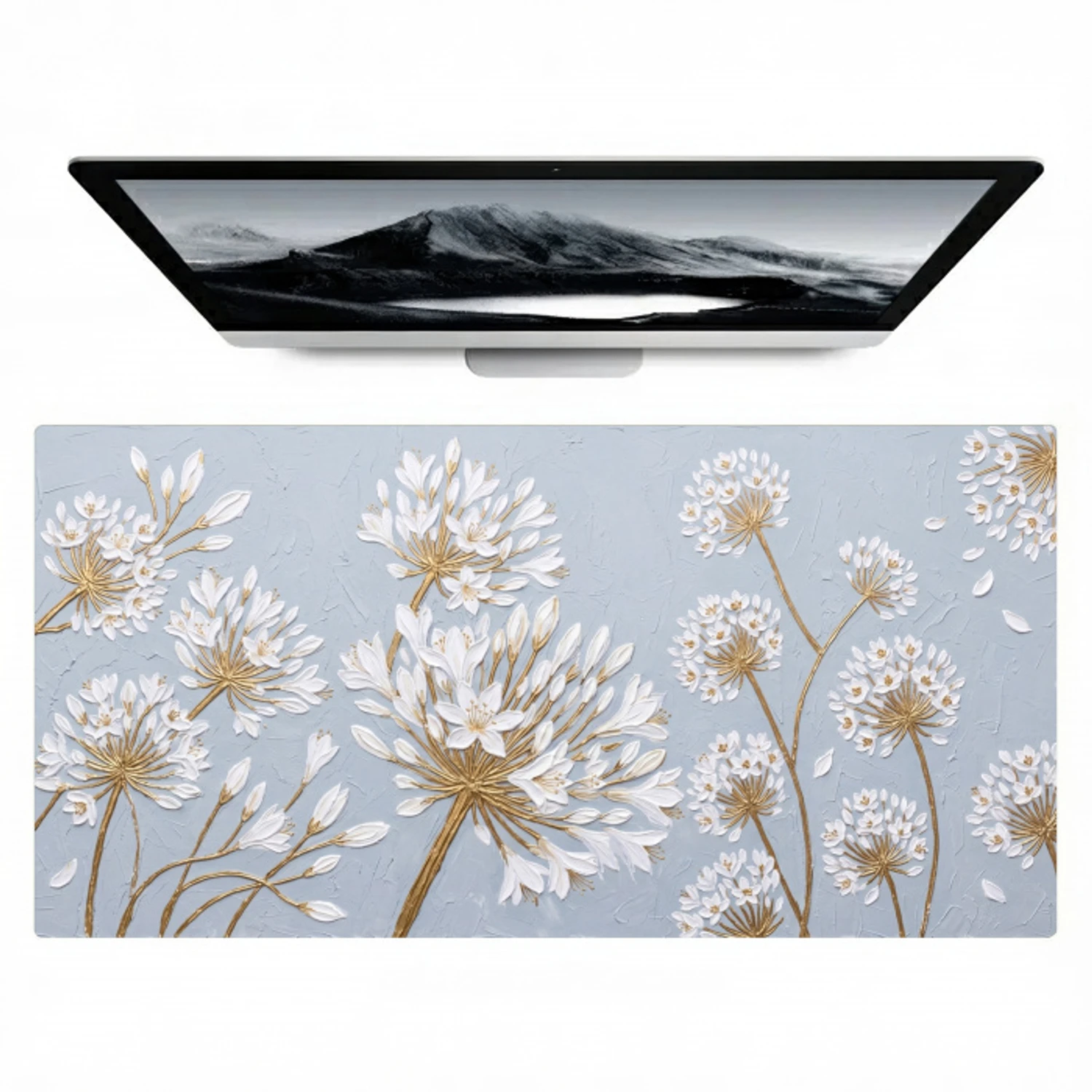 Illustratie - Bloemen - Blauw Muismat XXL klein -zzz3d