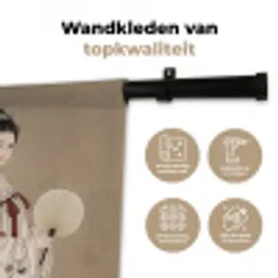 Vrouw - Azië - Kunst - Beige Wandkleed katoen middel -sfeer2