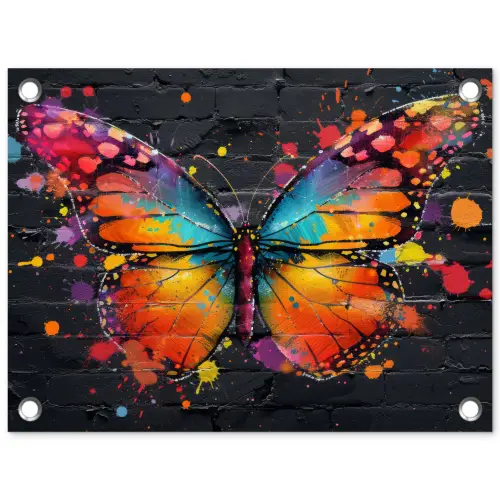 Vlinder van Kleuren tuinposter los doek klein -3d