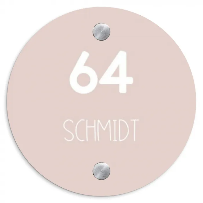 Lichtroze - Modern Naambord Rond klein -3d