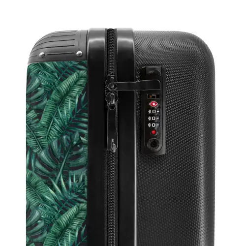 Palm bladeren monstera donker patroon NBS - Handbagage koffer - Volwassenen Unisex middel -slot