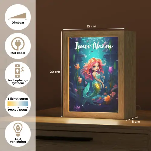 Zeemeermin - Bloemen - Onderwater - Meisjes - Kind Light Box met kabel (Kinderlampje) klein -USP_NL