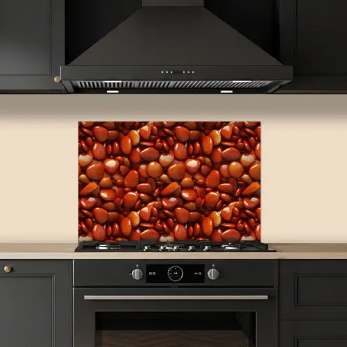 Rode - Glans -Stenen keuken achterwand spatscherm klein 900 -sfeer1