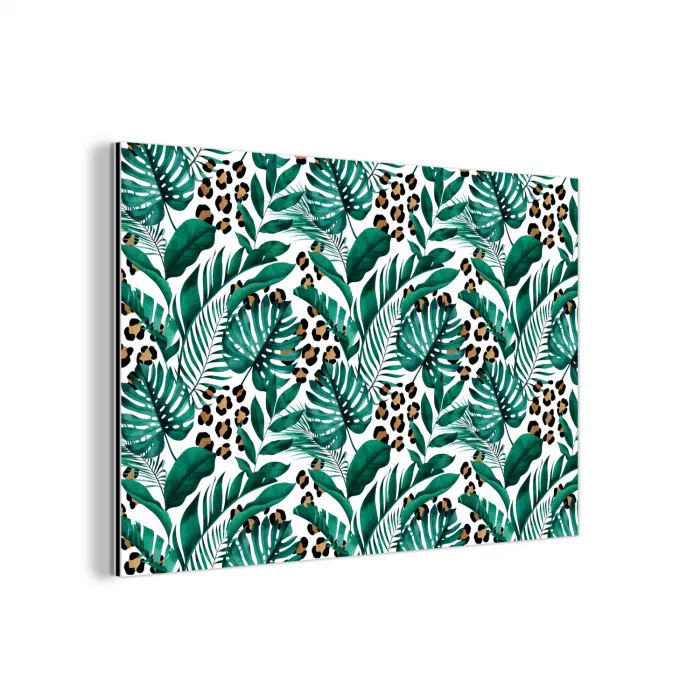 Palmblad - Panterprint - Tropical aluminium wit klein -3d