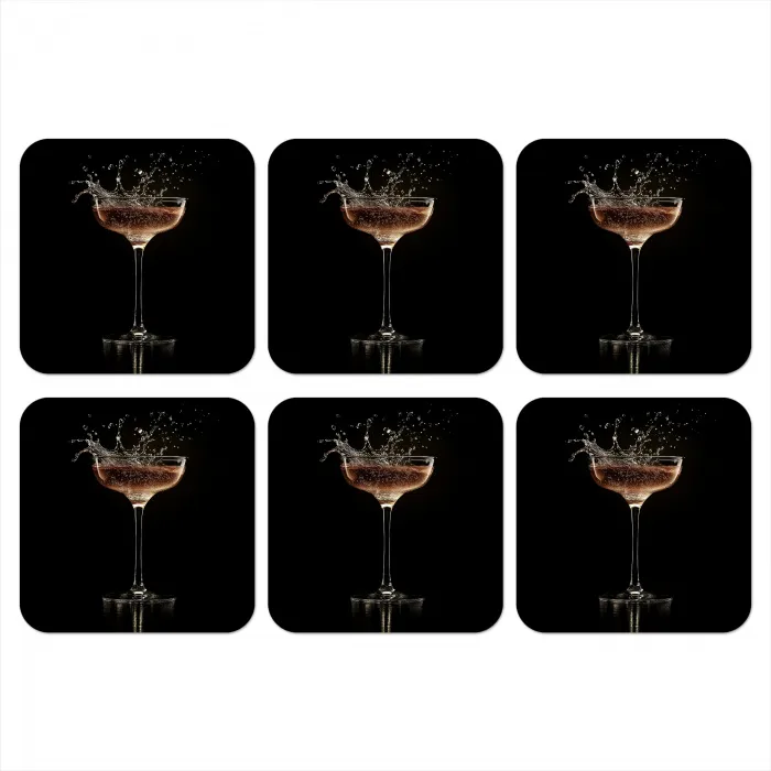 Cocktail - Zwart - Spetters - Glas onderzetter kurk middel -3d