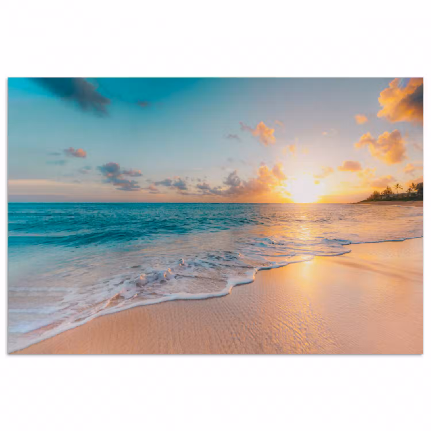 Poster - Sonnenuntergang - Strand - Meer - Sommer - Blau