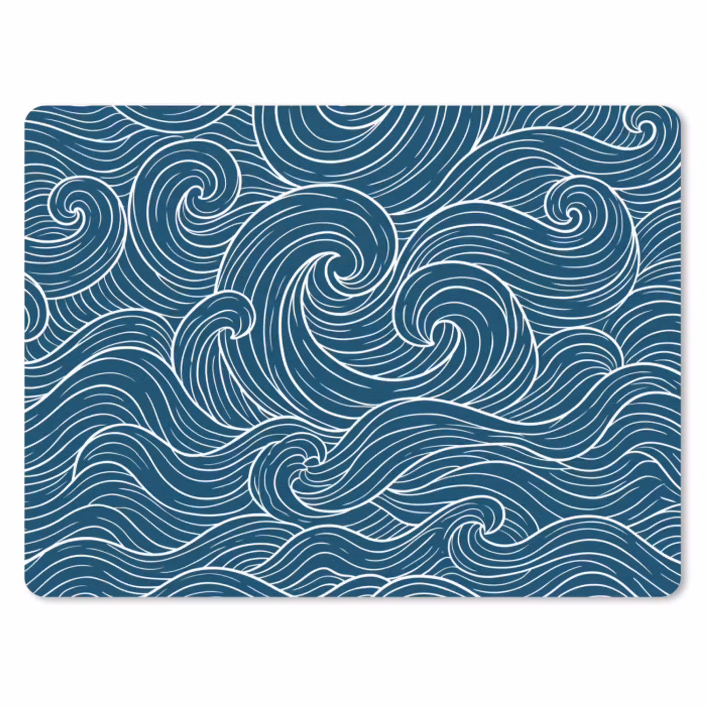 Golven - Spiraal - Water - Abstract - Blauw muismat rubber klein -3d