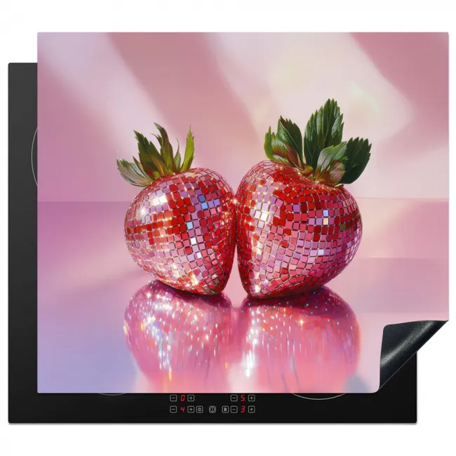 Disco - Fruit - Glitter - Strawberry Inductie beschermer vinyl 3mm middel -3d