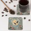 Kraanvogels - Maan - Bloemen - Blauw onderzetter kurk middel -sfeer2