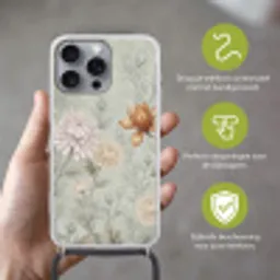Illustratie - Bloemen - Groen Hoesje iPhone 16 Pro Max met koord klein -sfeer2_NL
