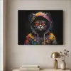 Kat - Jas - Graffiti - Bril - Zwart Textielframe zwart klein -sfeer2