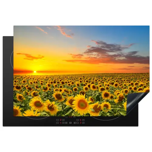 Zonsondergang Boven het Zonnebloemrijk Inductie beschermer vinyl 3mm klein -3d