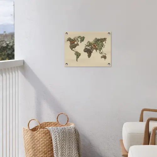 Wereldkaart - Kruiden - Kleurrijk tuinposter los doek klein -sfeer8