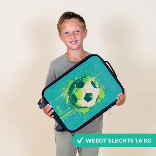 Voetbal - Verfspatten - Groen - Blauw Kinderkoffer - Zwart klein -sfeer4_NL