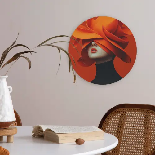 Oranje - Hoed - Vrouw Akoestische PET Vilt - Rond klein -sfeer3
