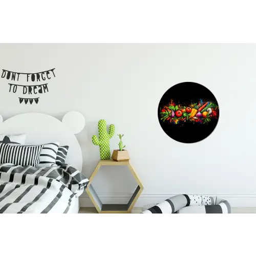 Groente - Eten - Kruiden - Graffiti - Koken Wandcirkel aluminium klein -kinderkamer