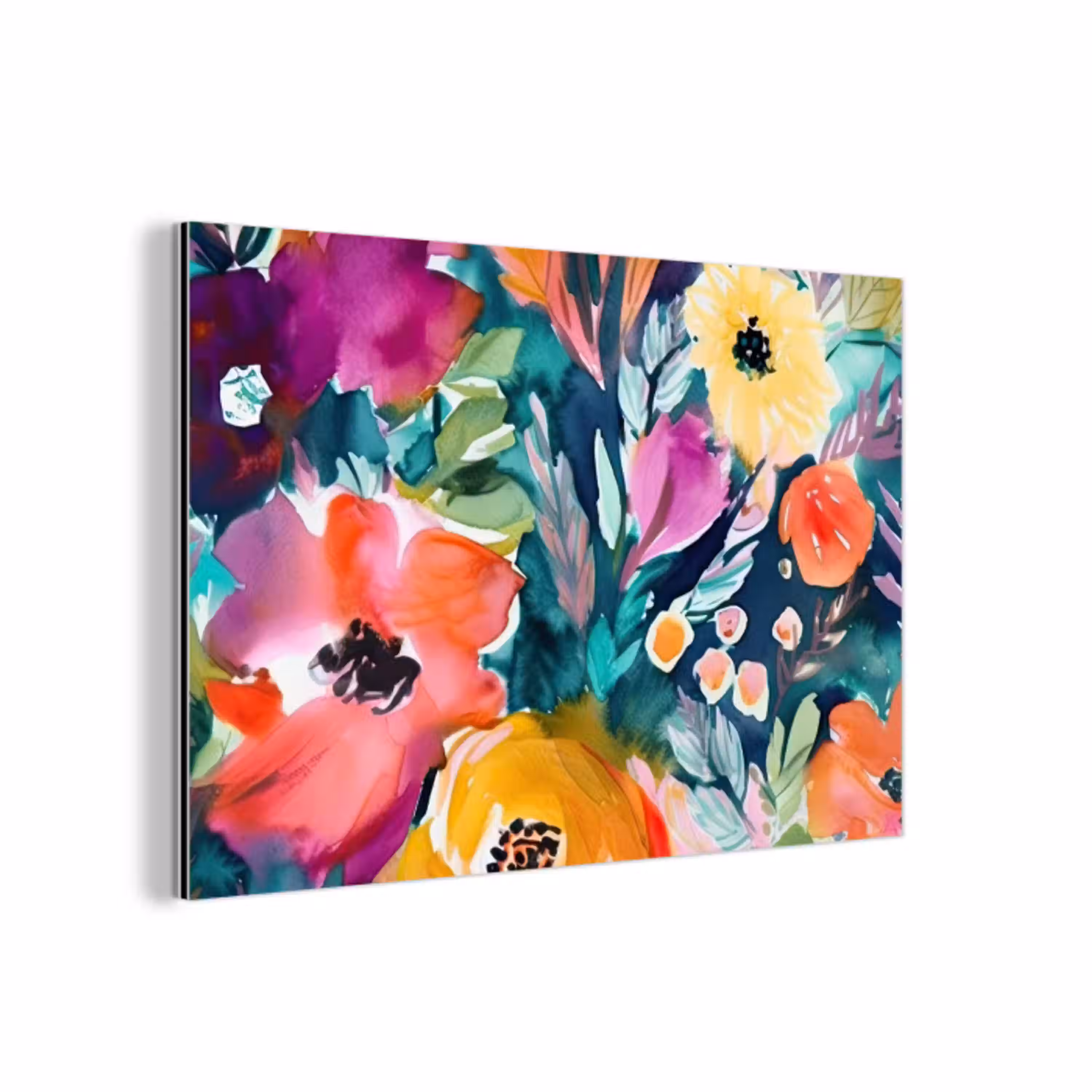 Bloemen - Olieverf - Kunst - Natuur aluminium wit klein -3d
