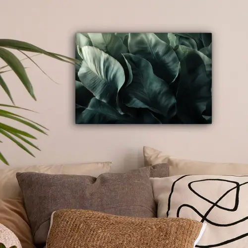 Groen - Bladeren - Glad - Nerven canvas 2cm klein -sfeer1