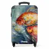 Olieverf kunstwerk van 2 goudvissen in water NBS - Handbagage koffer - Unisex middel -productfoto_recht